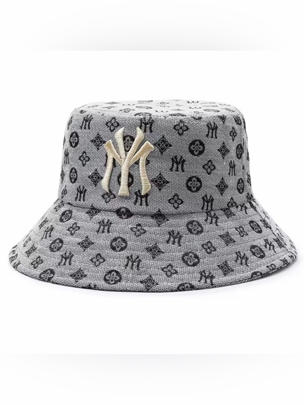 Kohl's Gray Patterned Women’s Bucket Hat with Cream Embroidered Logo
